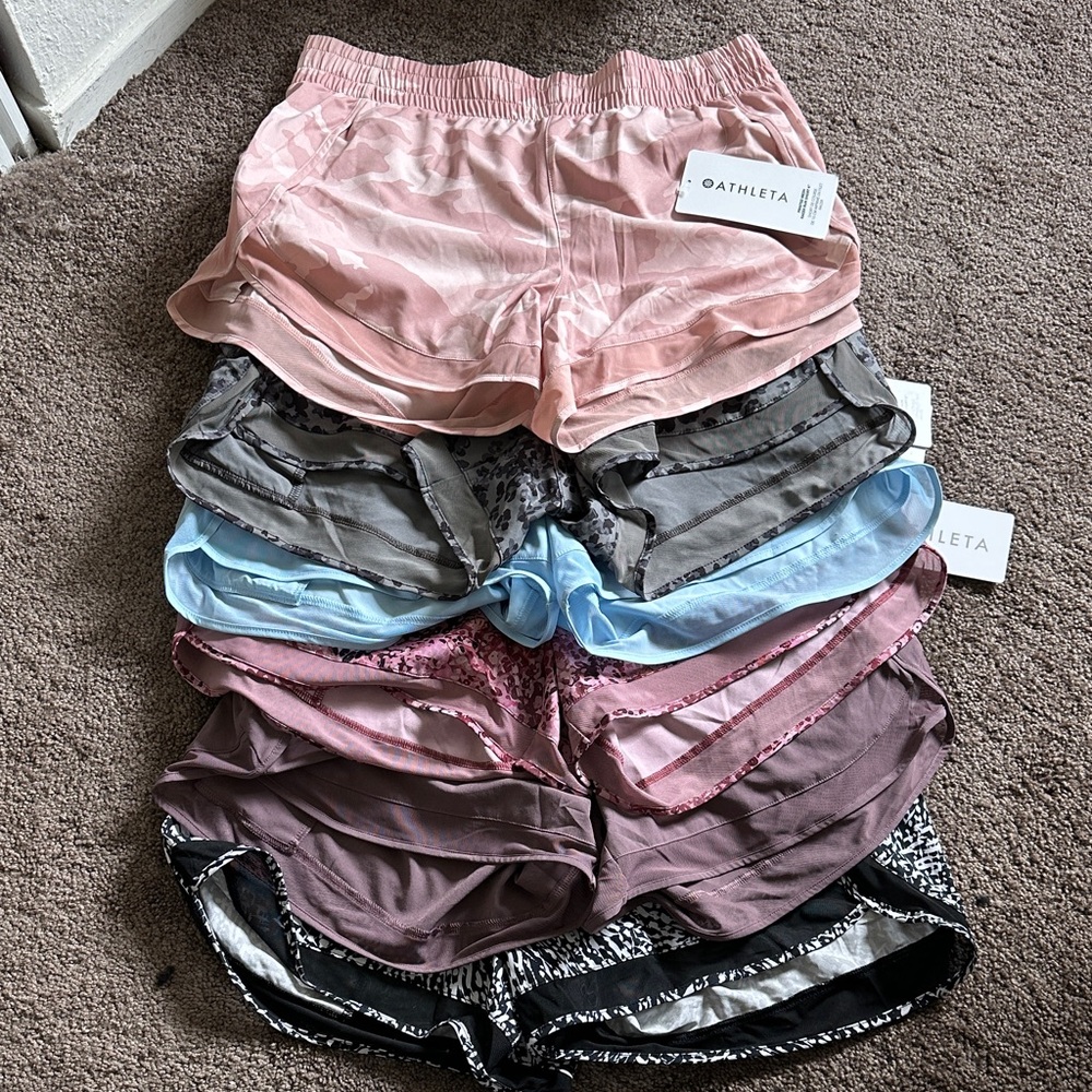 Athleta Women's Racer Run 4” Athletic Shorts Bundle